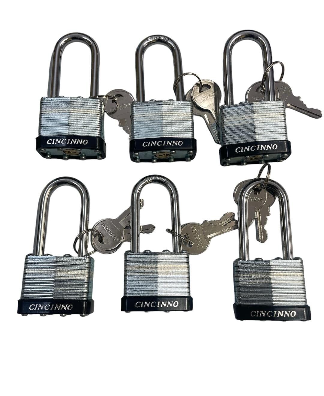 CINCINNO Heavy Duty Padlocks With Keys (6 Pack)
