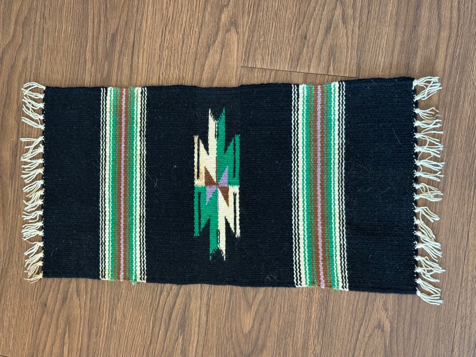 Vintage Southwestern Small Woven Textile with Geometric Design