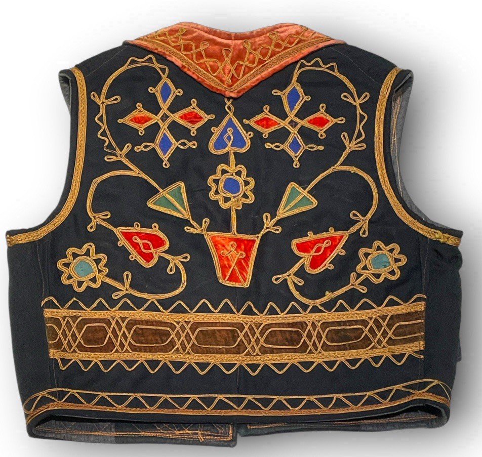 Antique Ottoman Balkan Folk Vest Gold Embroidery Velvet Jelek Xhamadan Ethnic