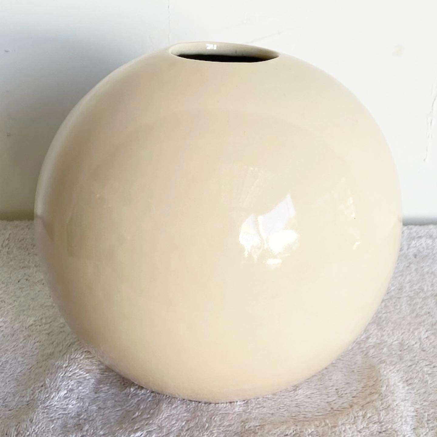 Cream Ceramic Spherical Vase
