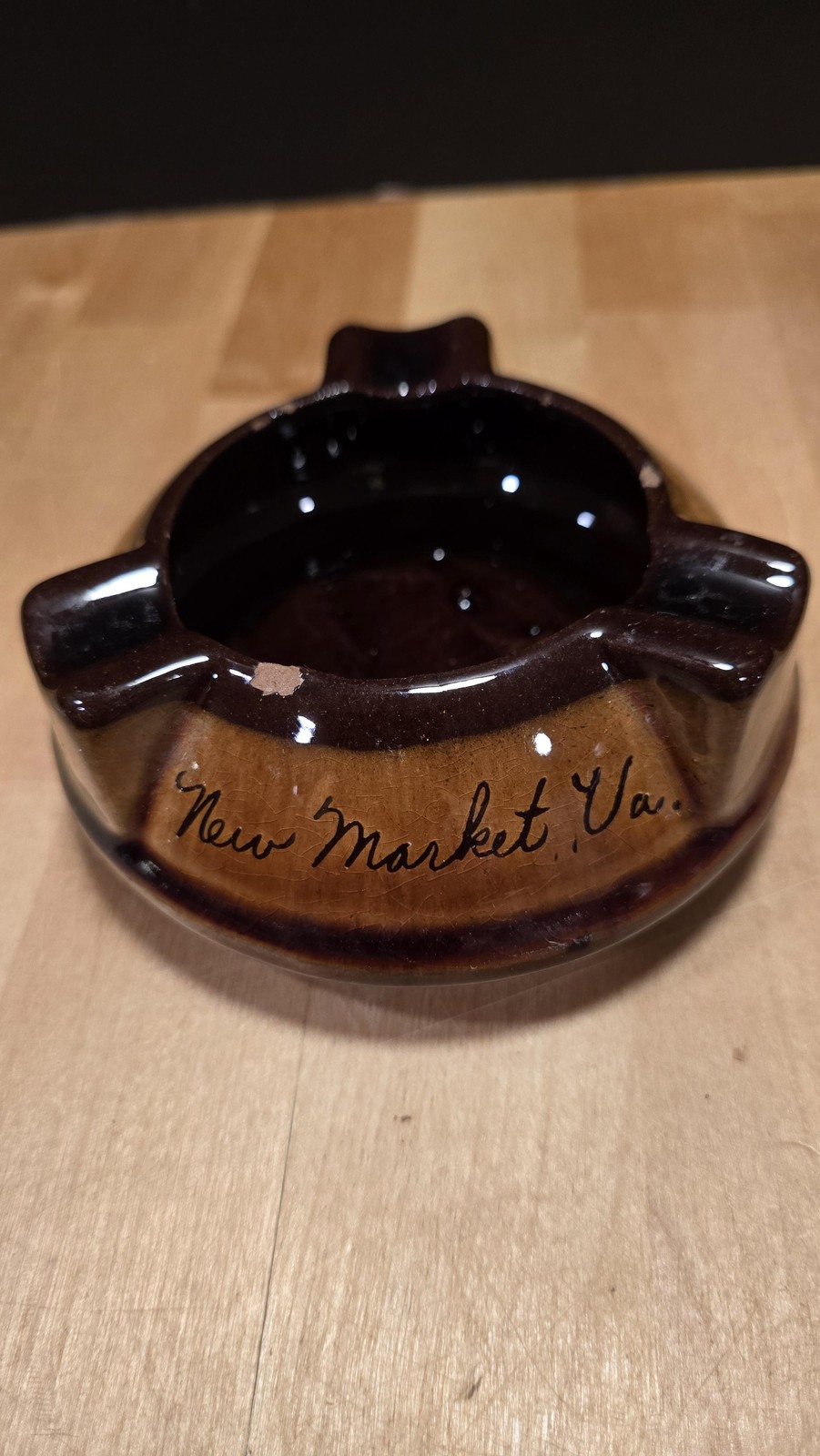 Vintage Canuck Pottery New Market Va Brown Drip Glaze Ceramic Ashtray Canada