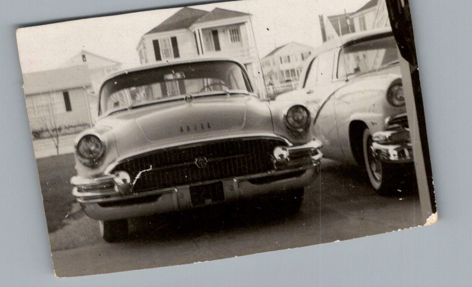 1955 Buick & Ford on Quiet Suburban Street Photograph Winter Americana