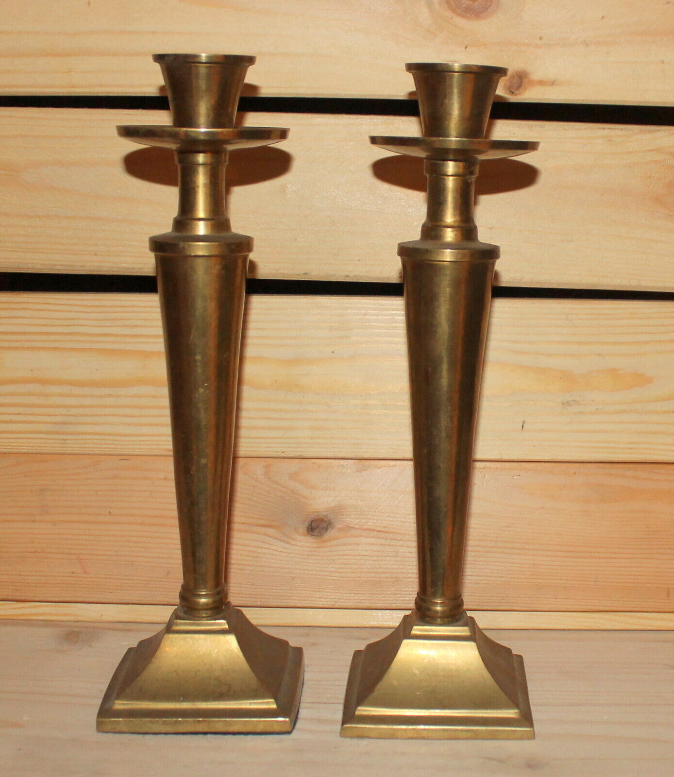 Vintage hand made pair brass candlesticks
