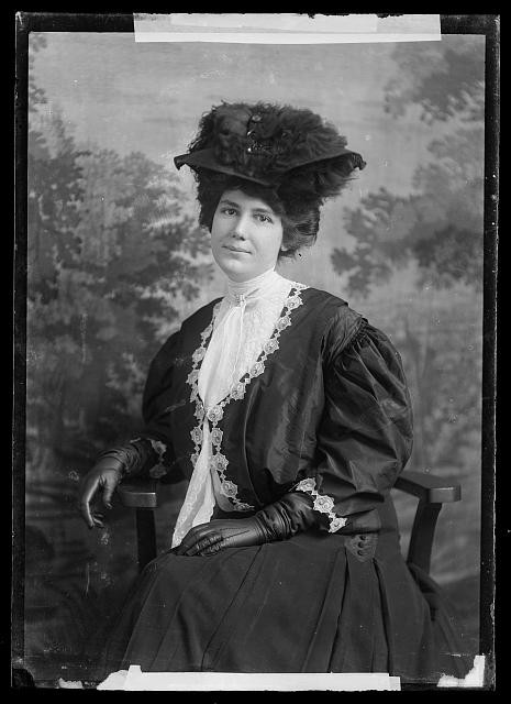 Photo:Unidentified Woman Portrait Feather Hat Gloves ca 1873 1916