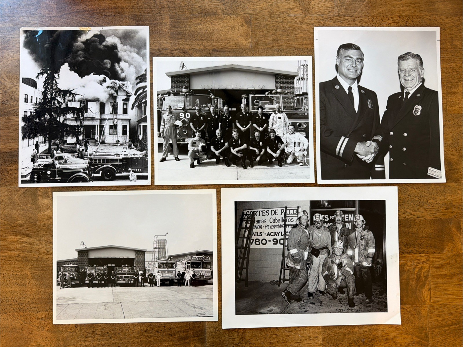 Los Angeles LAFD Fire Department - LOT OF 5 VINTAGE 8X10 PHOTOS - VERY RARE
