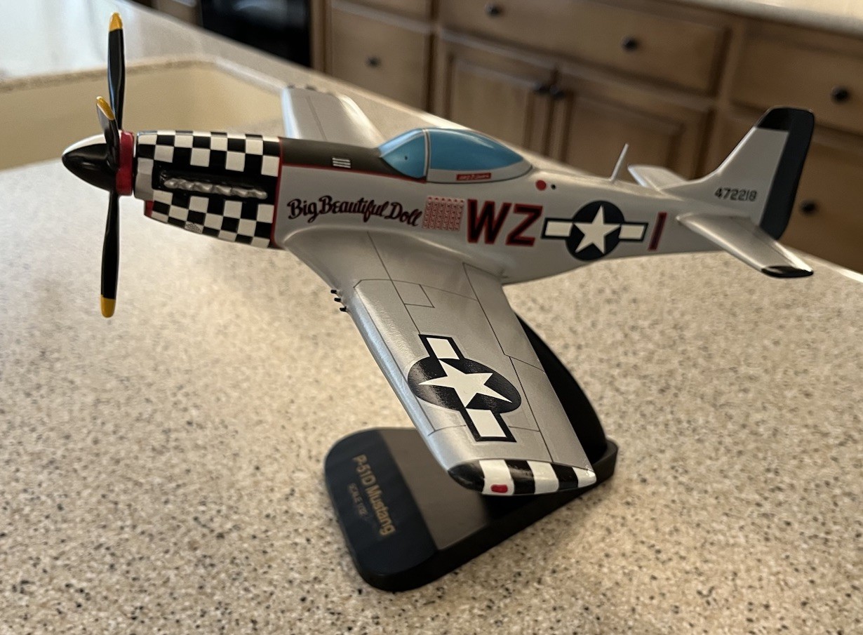 P-51D Mustang “Big Beautiful Doll”  Mahogany Desk Top Display Model 1/32 Scale