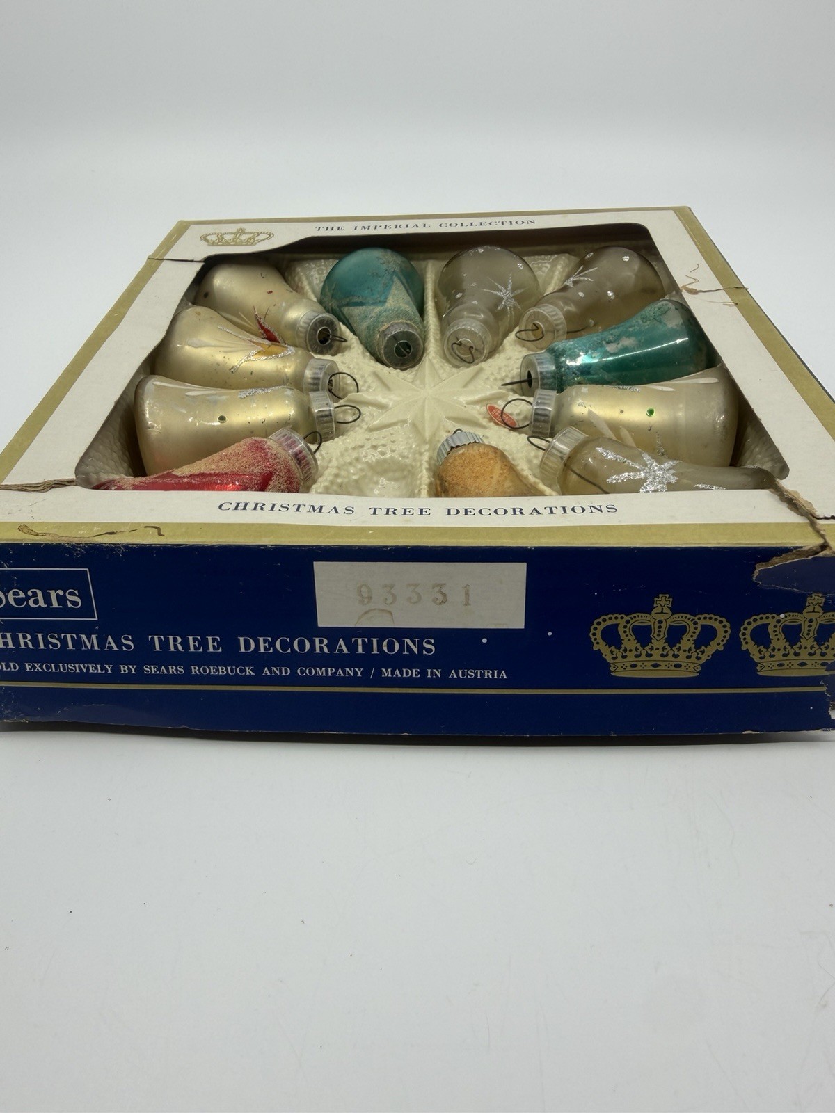 11 Vtg The Imperial Collection, Sears, Christmas Tree Ornaments original box