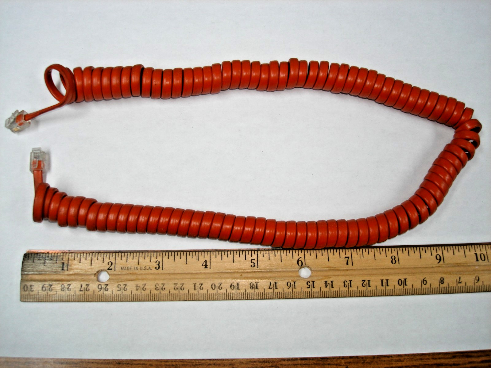 Vintage Orange / Rust Long Telephone Handset Cord Genuine Western Electric
