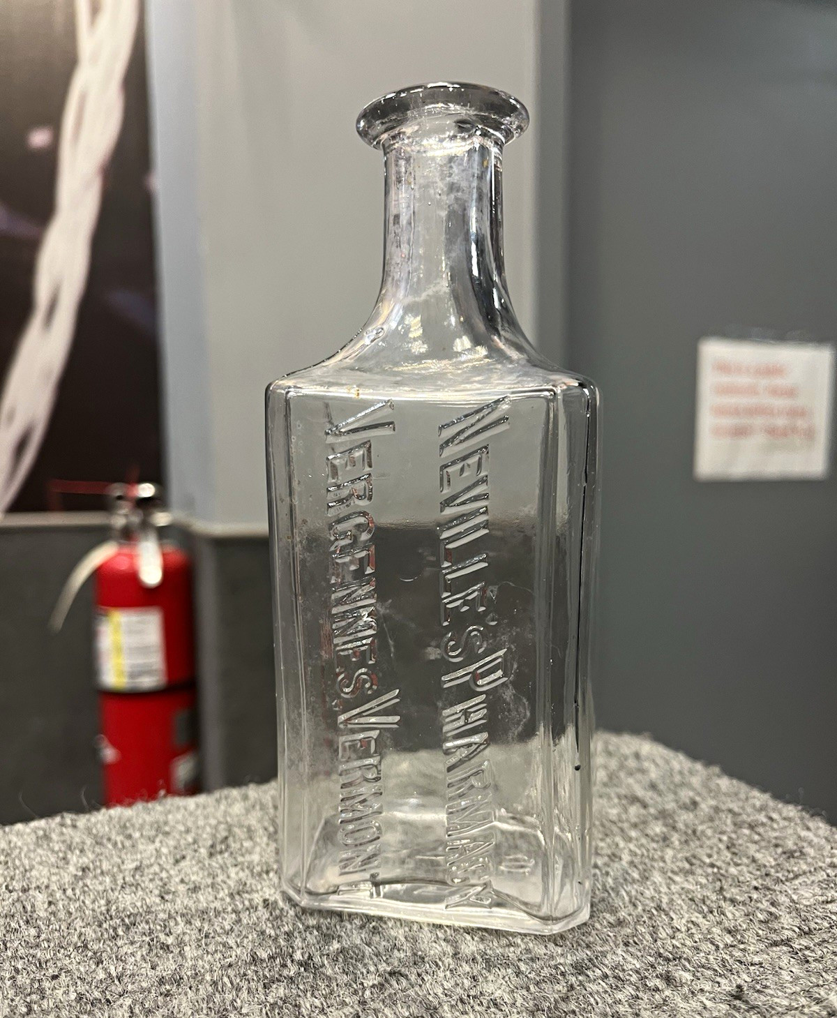 Antique Vermont Medicine Bottle 6.5” Druggist Neville’s Pharmacy Vergennes 1880s