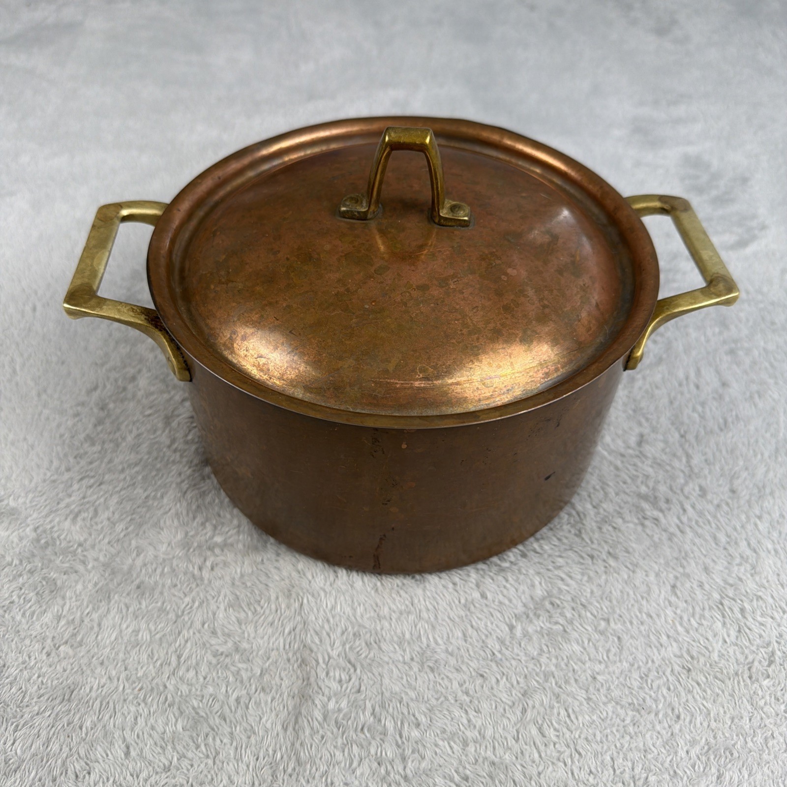 Vintage Copper 3 Qt Casserole Pot Lid Brass Handles Revere Ware Limited Edition?