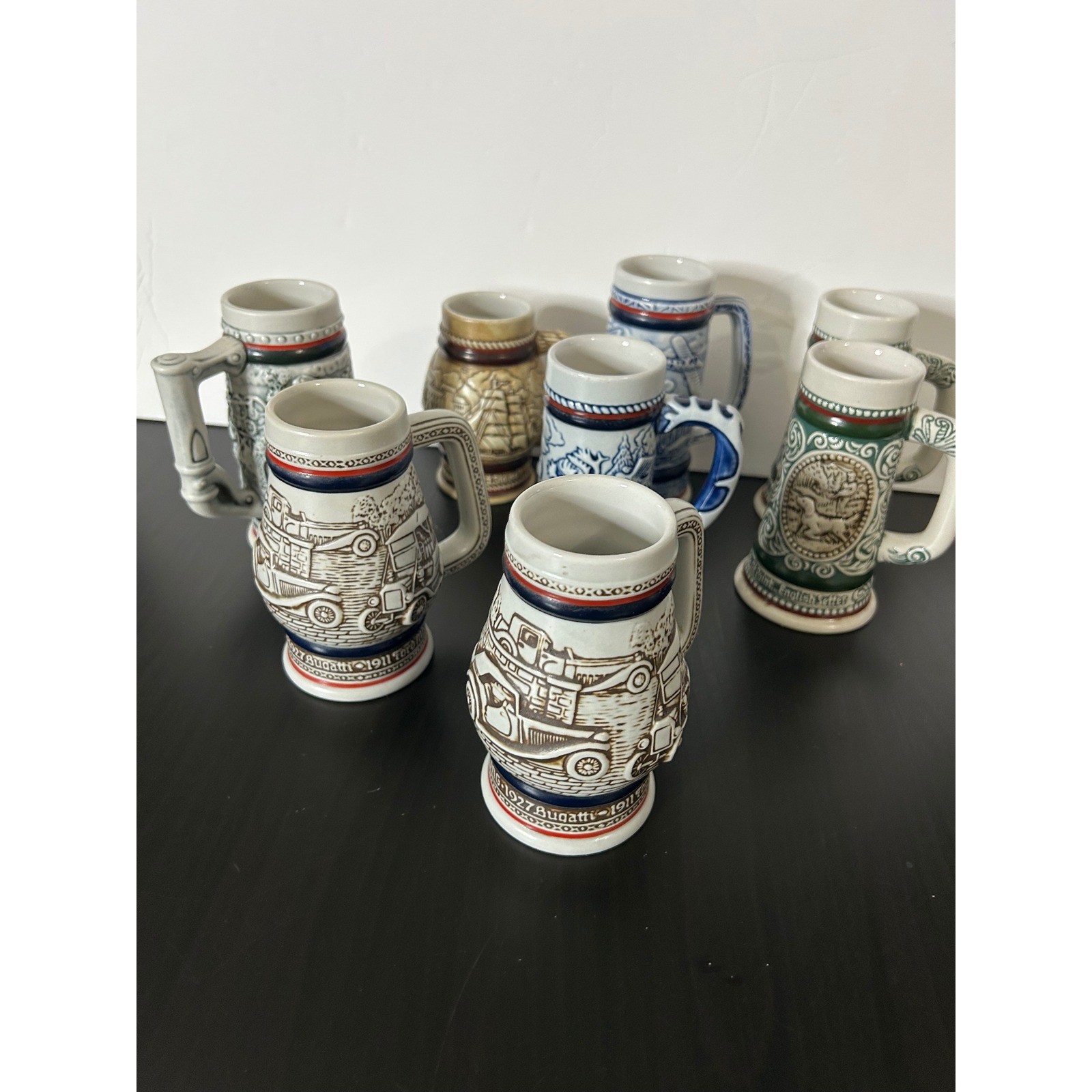 Bulk Lot Vintage Ceramic Mini Beer Stein Mugs Handcrafted Brazil Design Avon