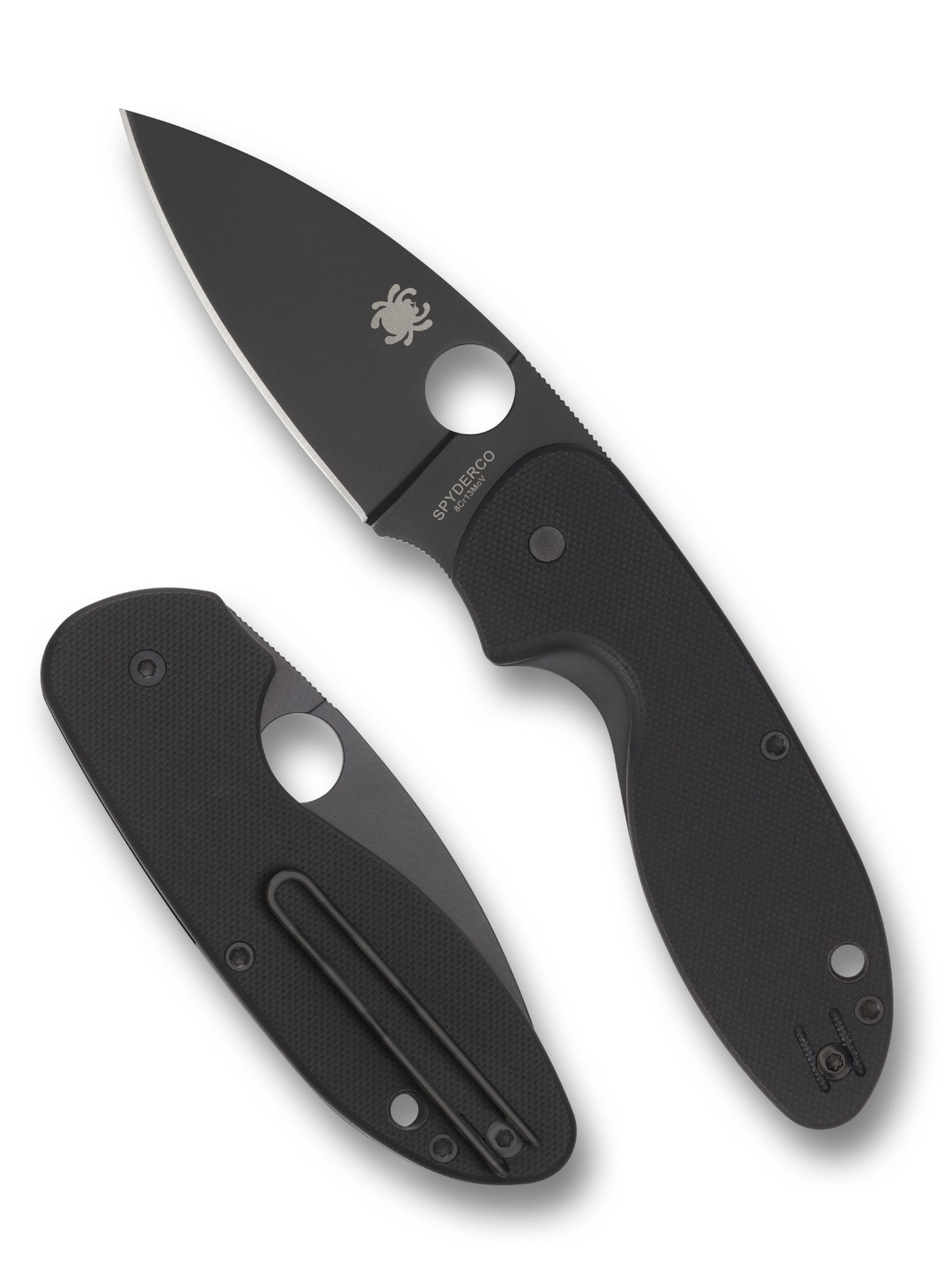 Spyderco Efficient Knife Black Plain Edge Blade Black G-10 Handle C216GPBBK