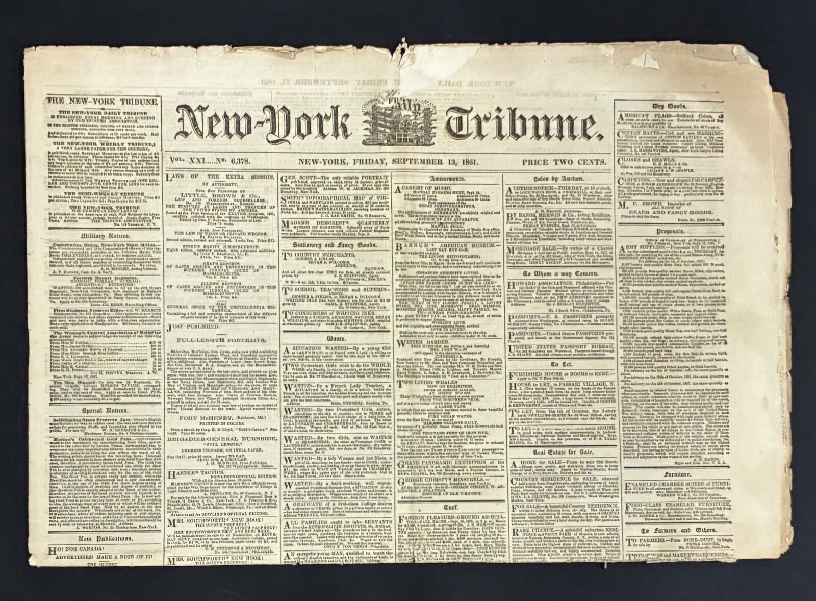 CIVIL WAR 1861: Battle of Carnifex Ferry, September 10 1861, NY Tribune