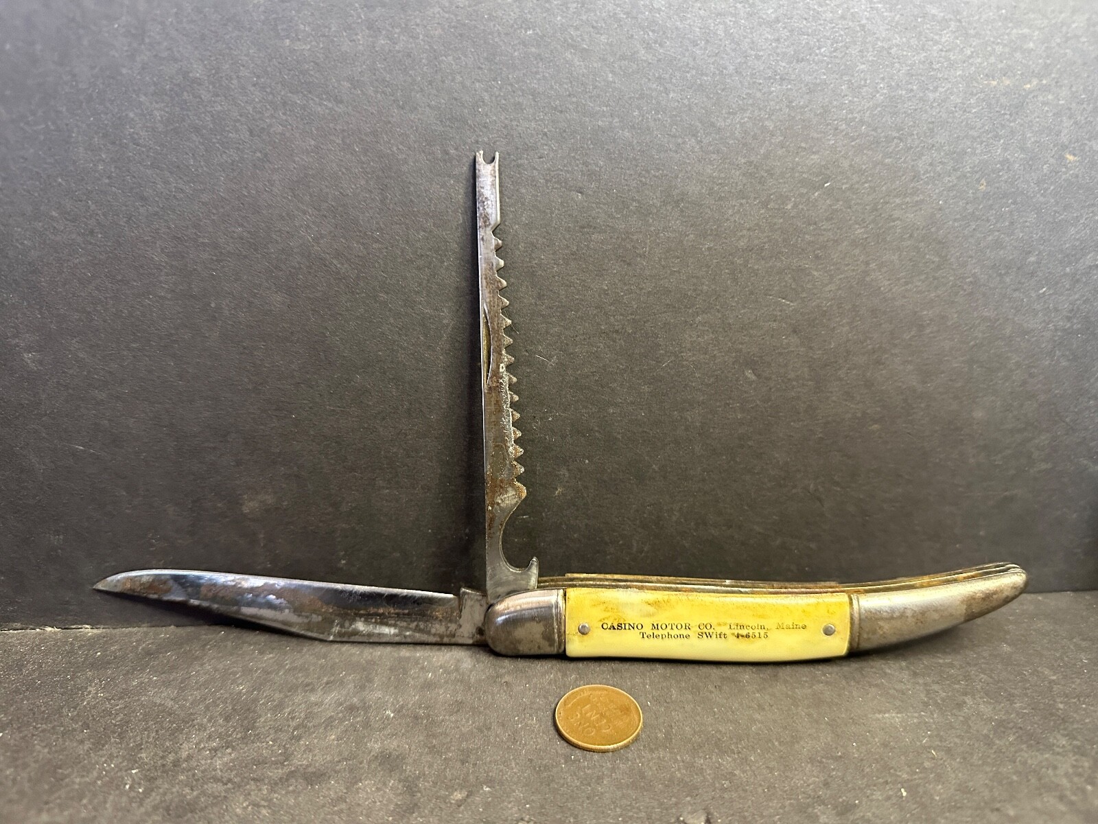 Vintage Advertising Colonial Fish Knife, Casino Motor Co, Lincoln Maine, 5\