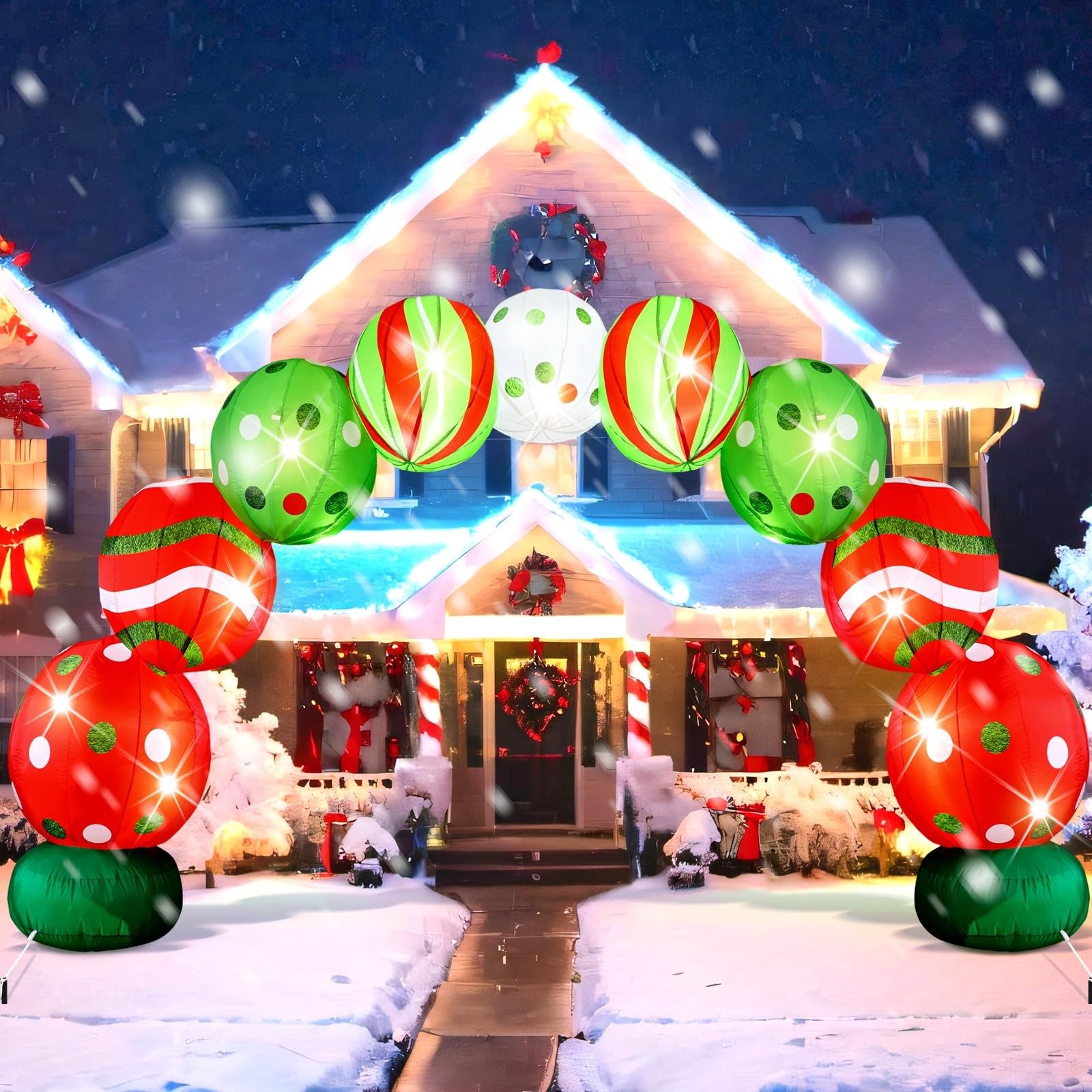 VIHOSE 8.2 FT Giant Christmas Inflatable Arch LED Yard Decor,Ball Arch