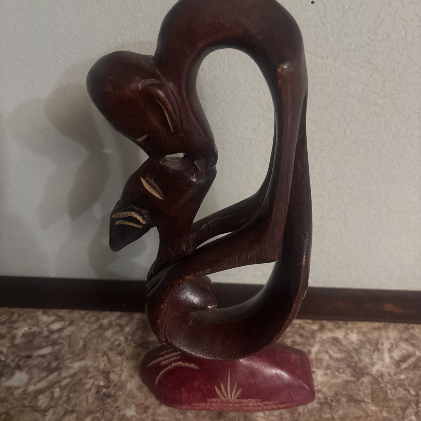 Vintage Hand Carved Wood Man Woman Lovers Abstract Tribal Art Hand 