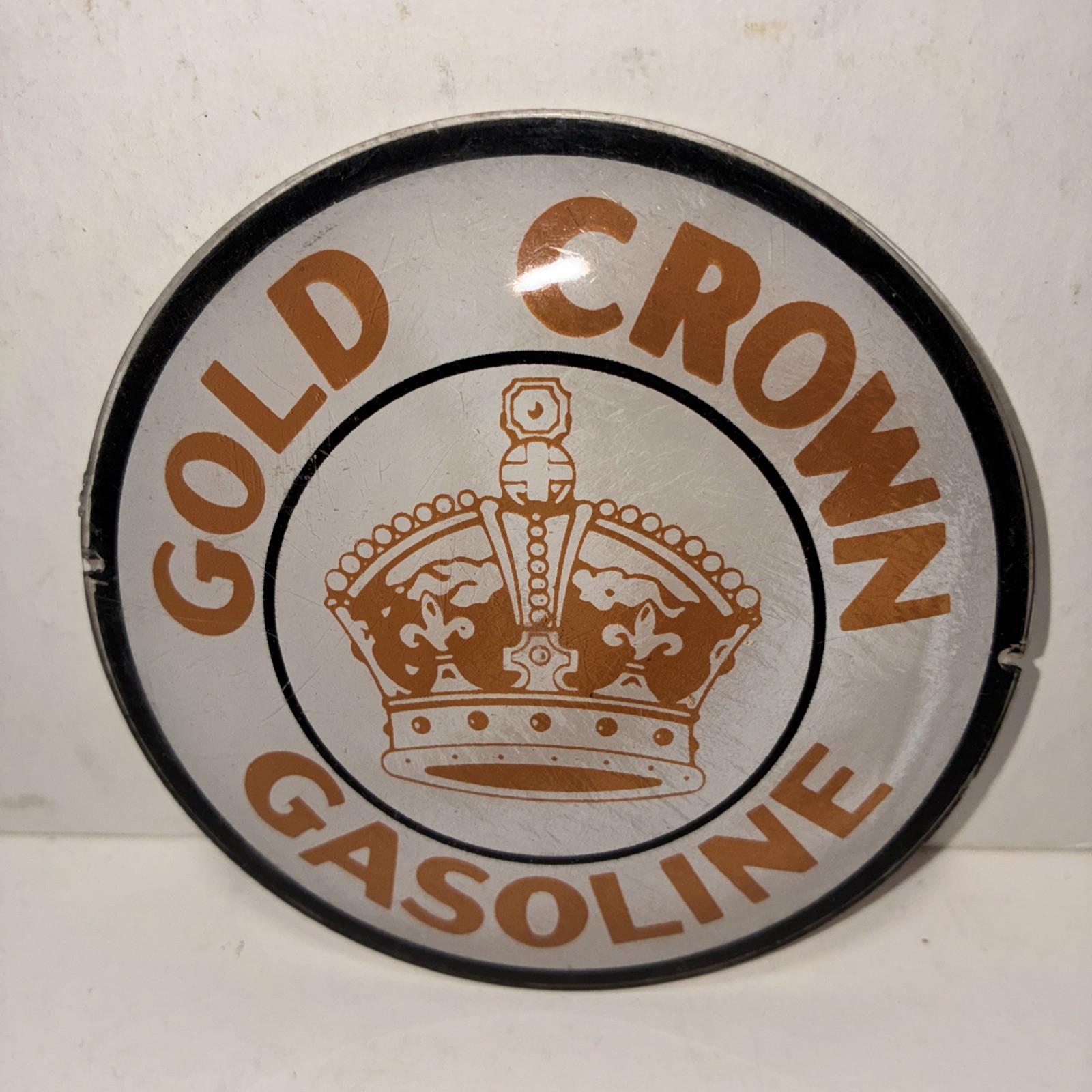 Gold Crown Gasoline Gas Pump Globe Lenses Sign Service Station