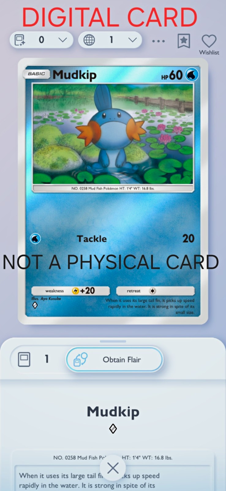 Mudkip Pokemon Pocket Mobile Game Card Deluxe Pack Mega Set ◇ In Game Trade Card