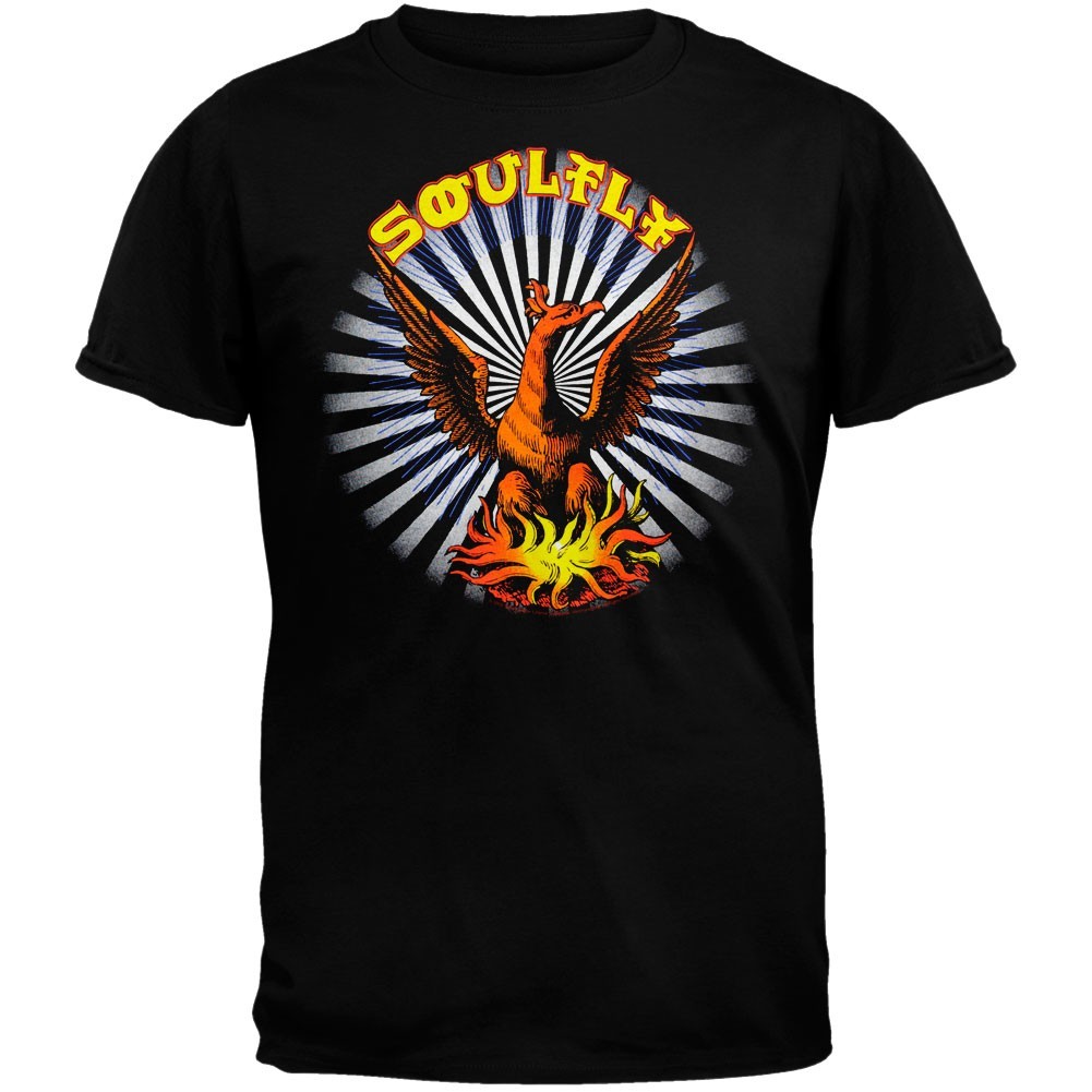 Vintage Soulfly Band Phoenix Heavy Cotton Black Full Size Unisex Tee Shirt CC381