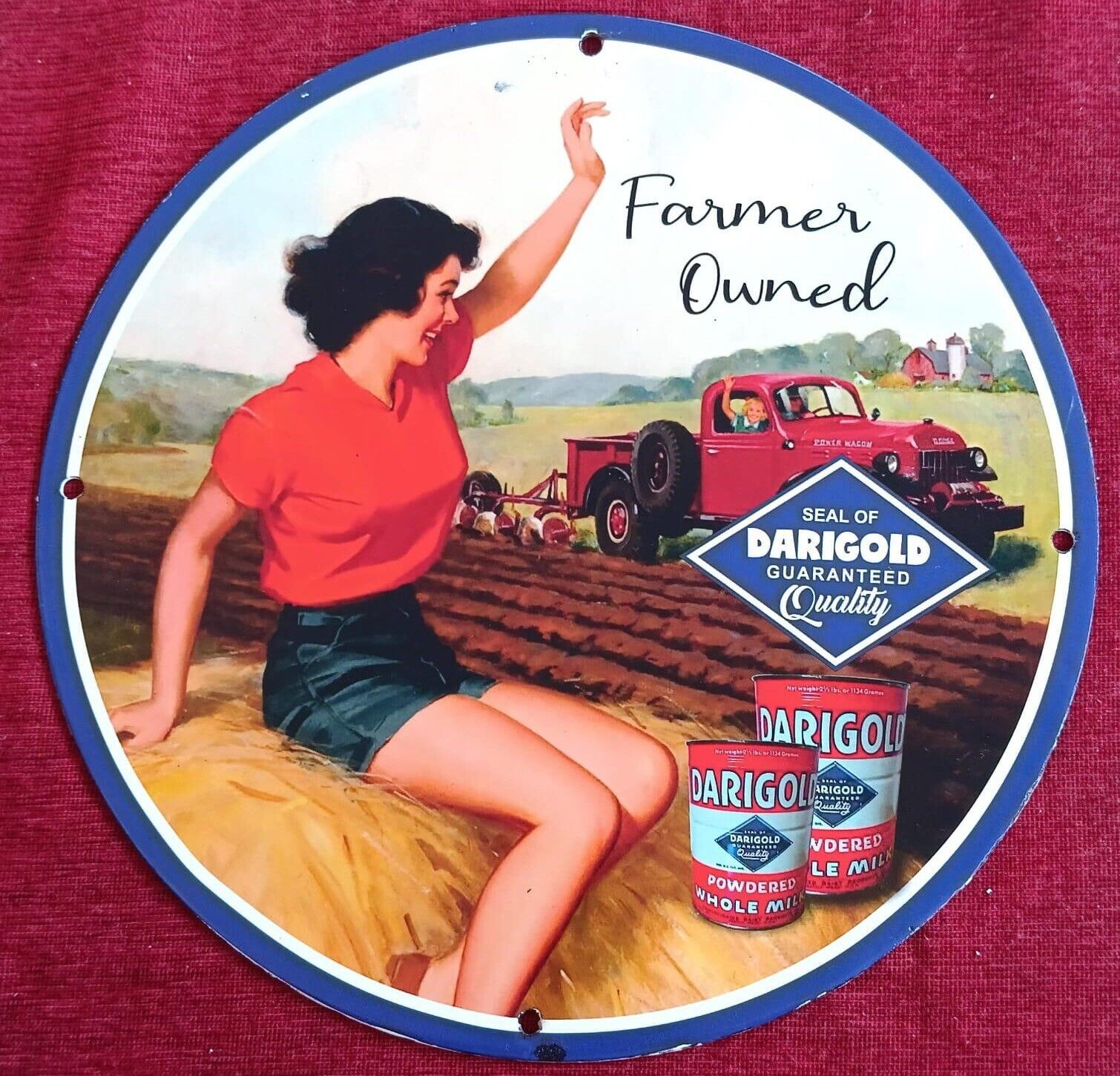 DAIRYGOLD POWER WHOLE MILK FARMERS OWNED PORCELAIN ENAMEL SIGN WITH GOOD QUALITY