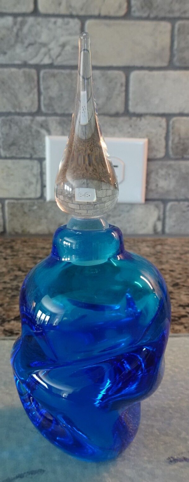 Signed Vandermark Intense Blue Pinch Perfume Bottle Teardrop Stopper