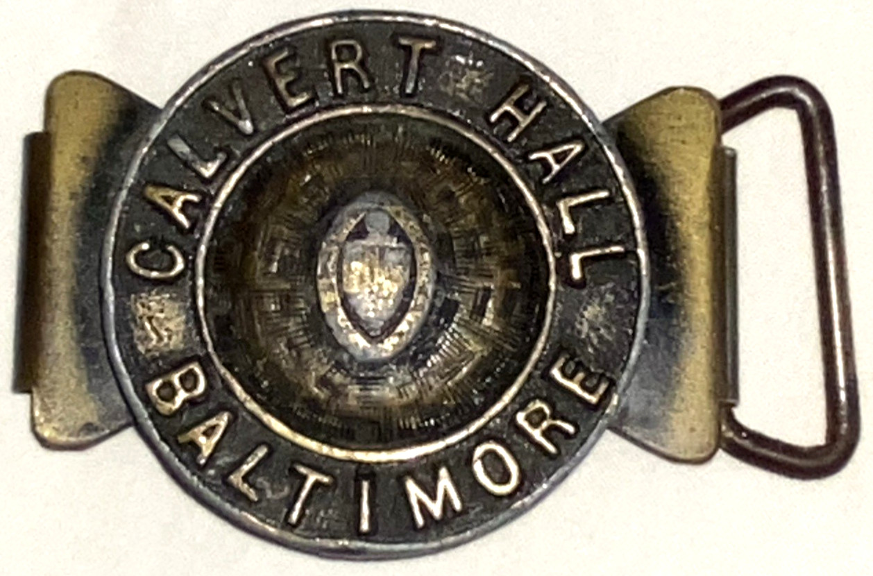 Antique CALVERT HALL HS Belt Buckle RARE Baltimore Maryland VTG Cardinals SCHOOL