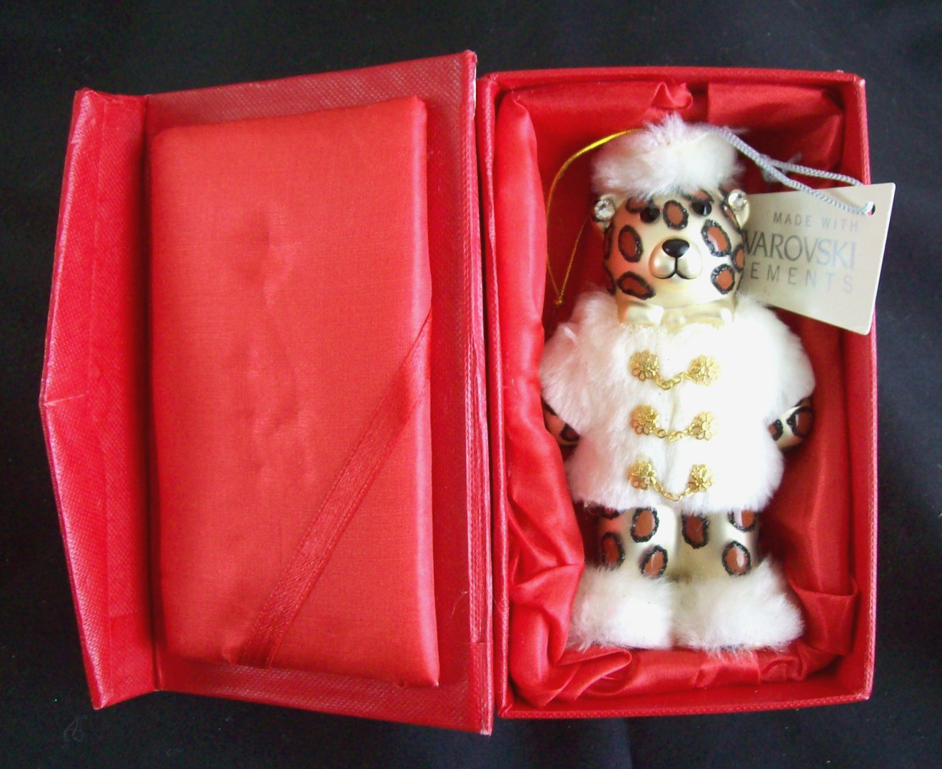 Vintage 2013 HSN St Judes Swarovski Elements Cheetah Bear Glass Ornament Tag/Box Vintage 2013 HSN St Judes Swarovski Elements Cheetah Bear Glass Ornament Tag/Box