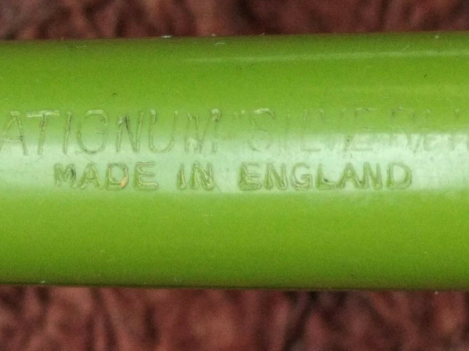 Rare Vintage Platignum Silverline Green Fountain Pen England WIDE NIB B2