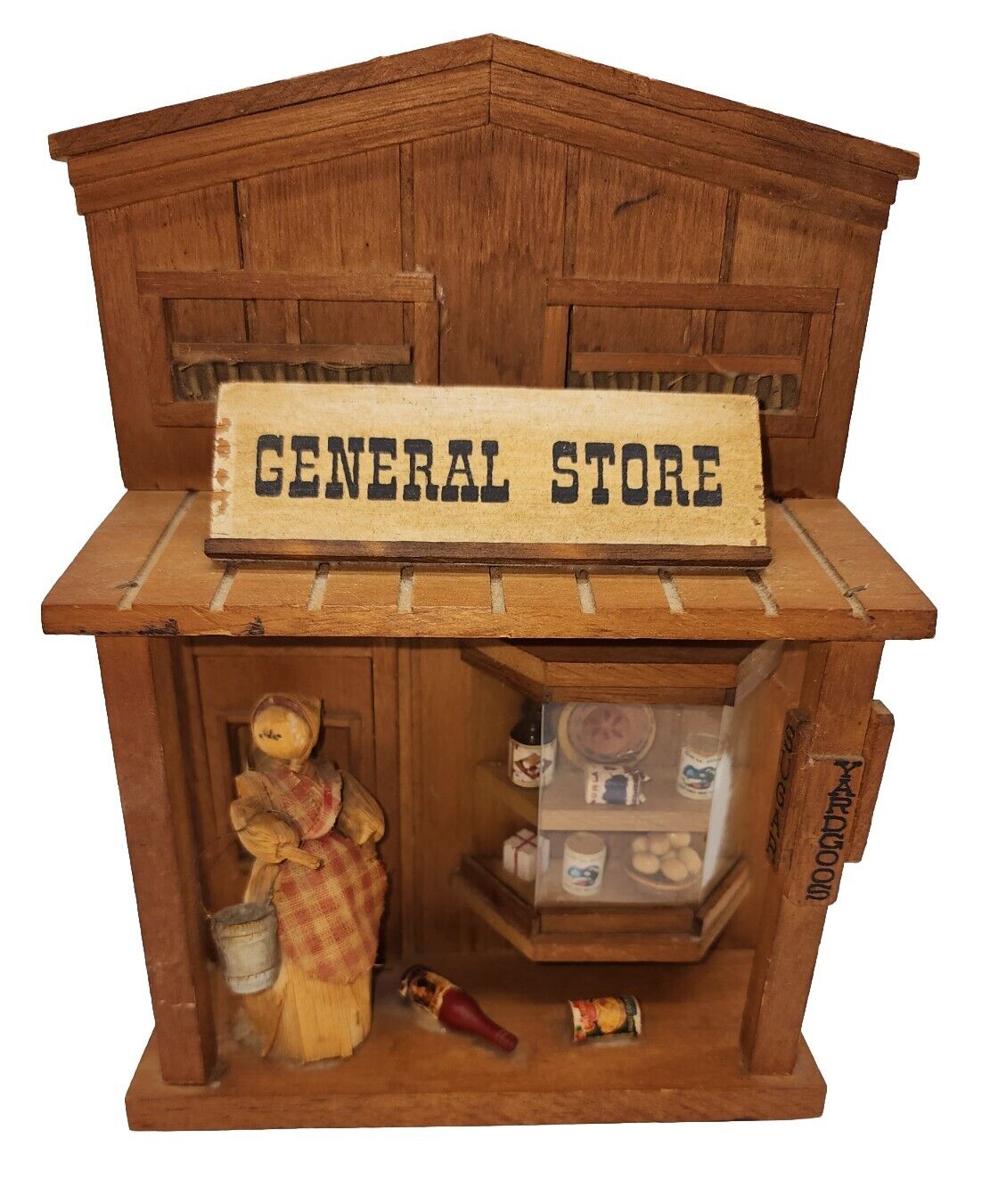 Vintage Miniature Wooden General Store 3D Diorama Wall Mount Made In Taiwan