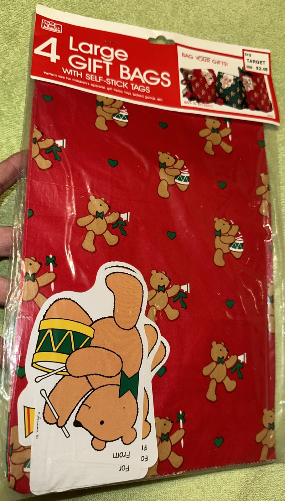 Vtg 1989 4 Large Gift Bags - Bears USA MADE NOS
