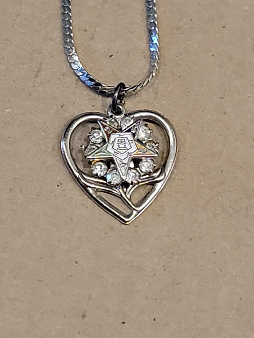 Order Of The Eastern Star OES Masonic Rhinestone Necklace 24” NOS New Old Stock 