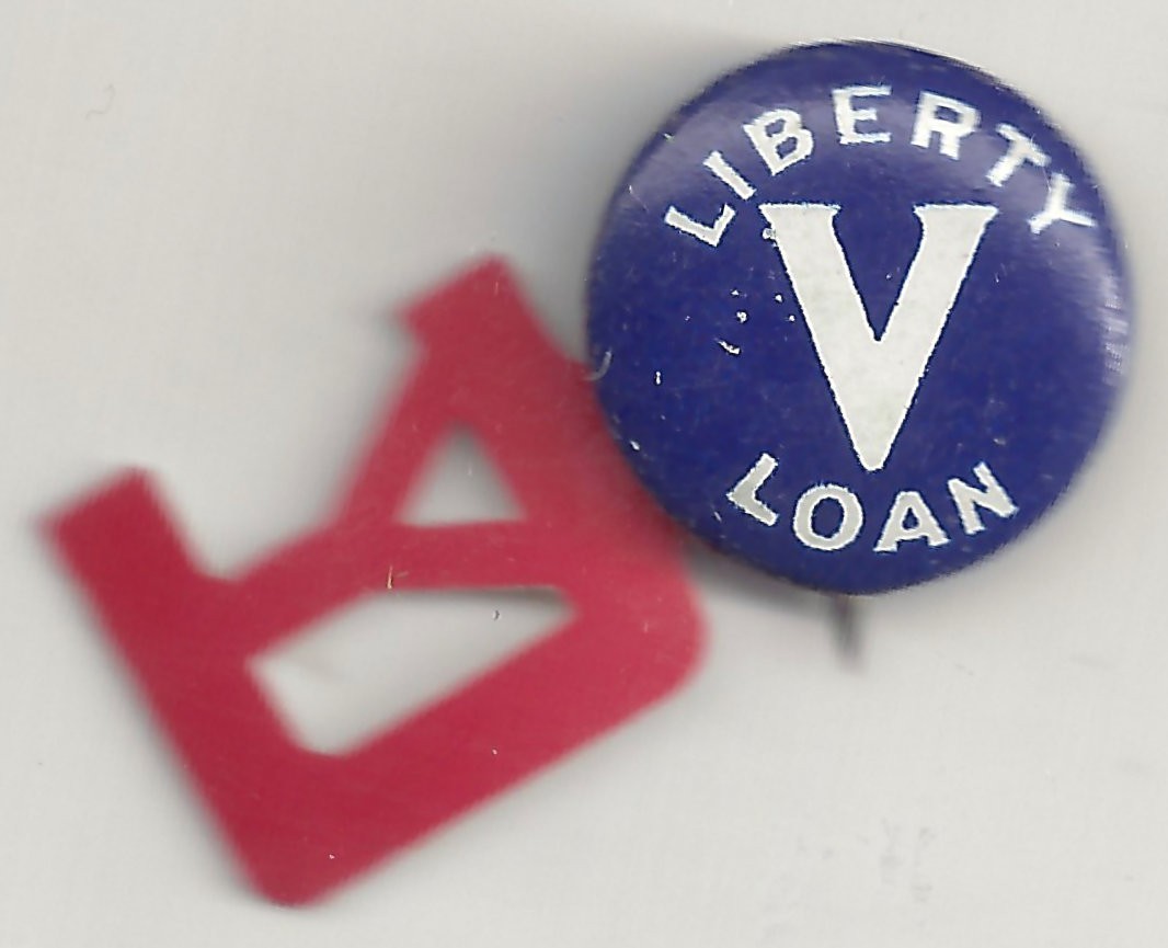 WWI Liberty Loan V Pin w/ YD plastic insert YANKEE DIVISION of Massachusetts