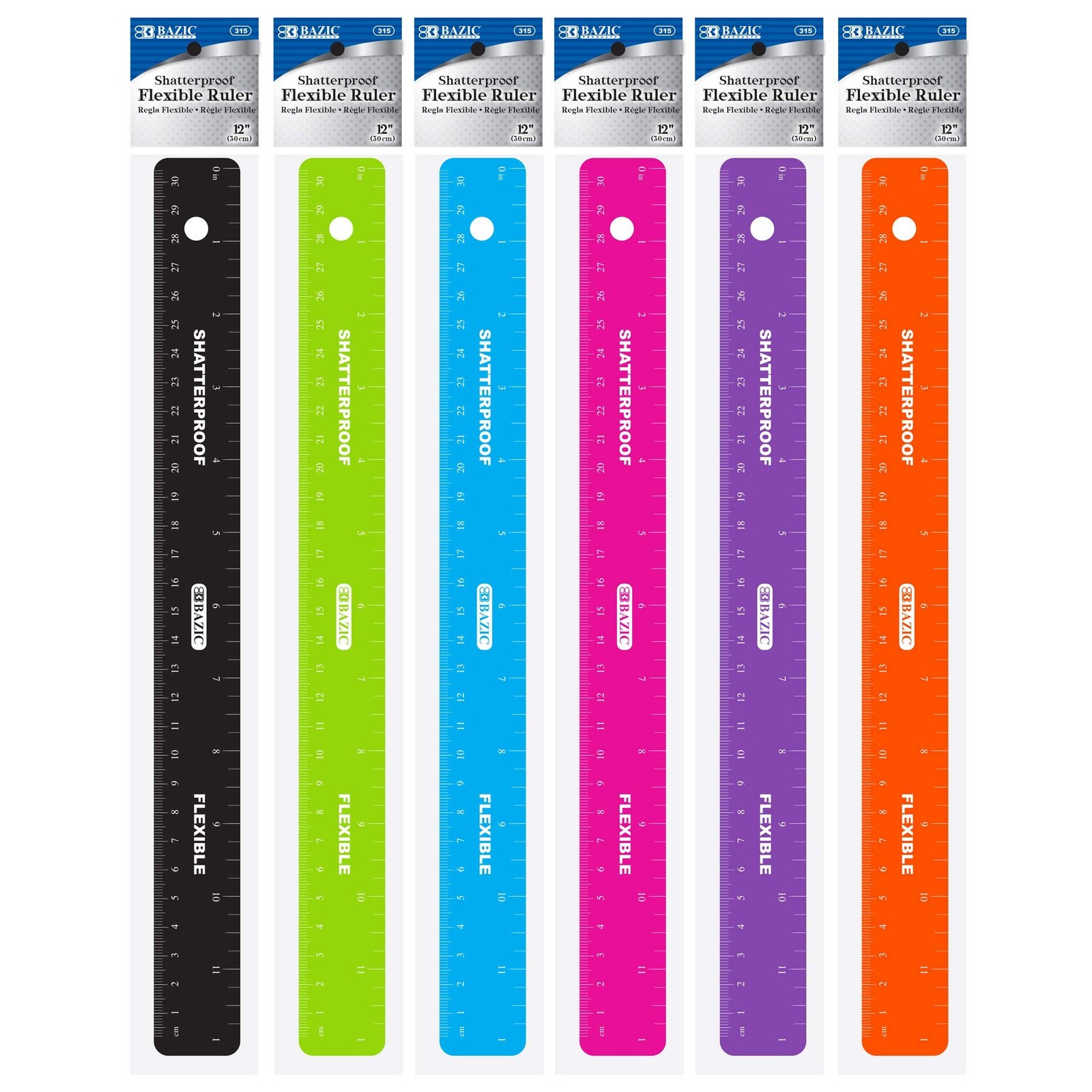 BAZIC Products Shatterproof Flexible Curve Ruler 12\