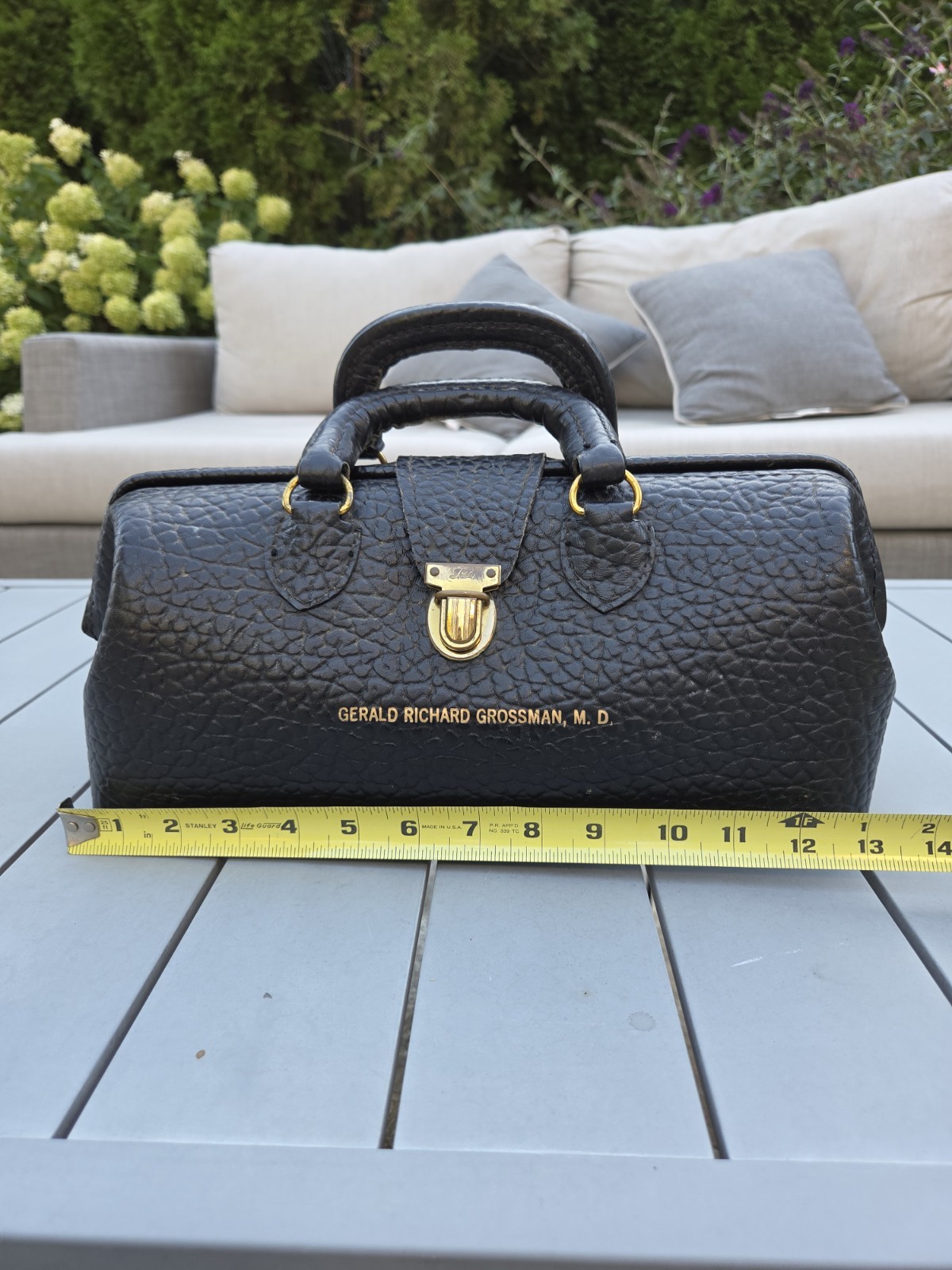 Vintage Lilly Doctor Bag Black Pebbled Leather