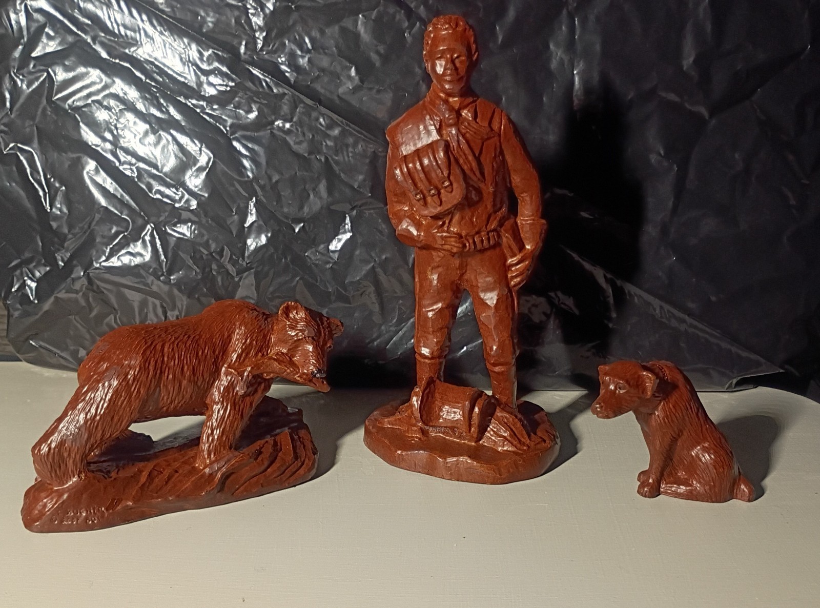 Handmade Red Mill Mfg. Figurines/  Soilder 9' (97) / Bear 6' W (01) / Dog (93)