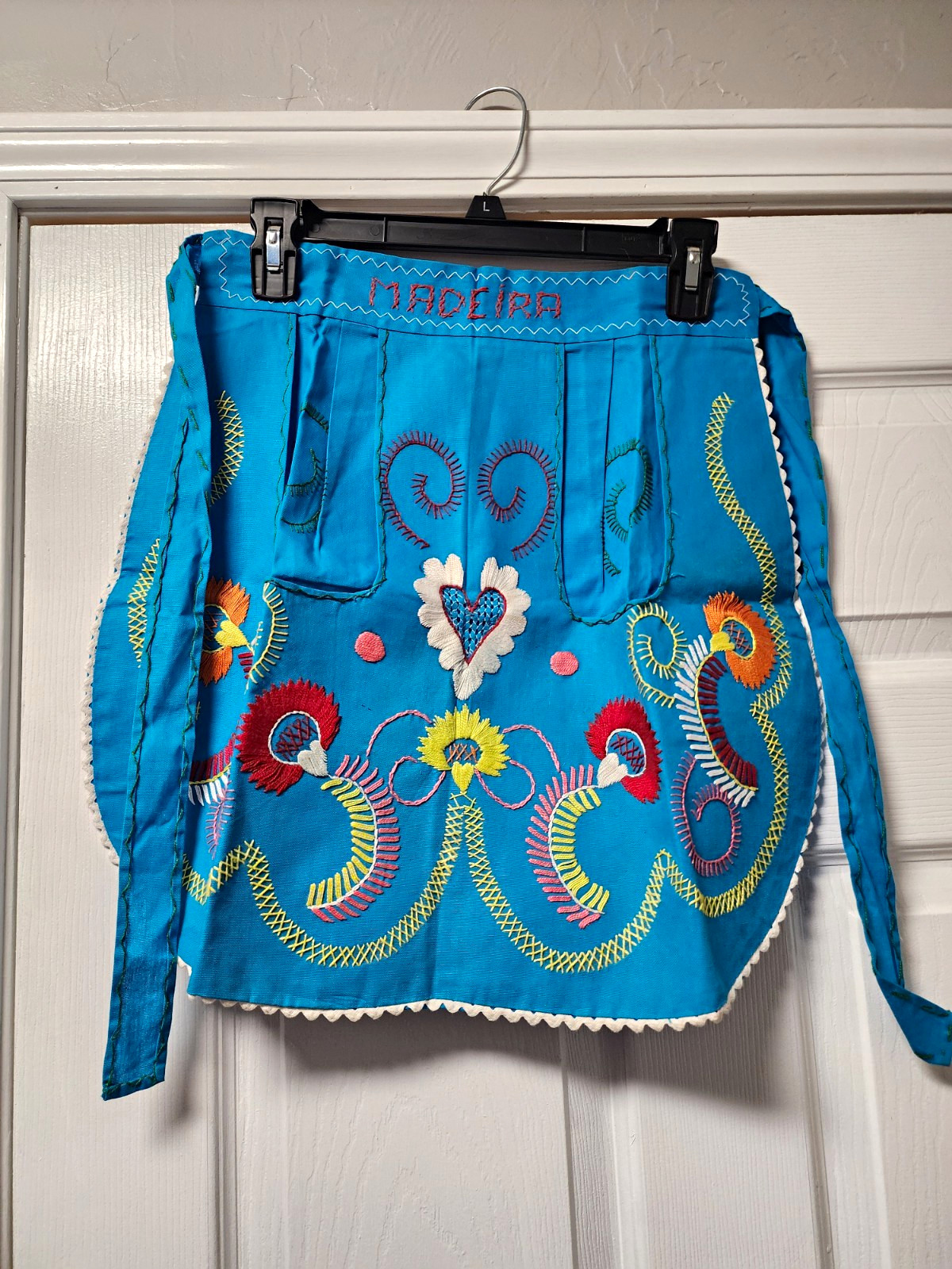 Vintage Hand Embroidered Floral Half Apron, Original, 1-Pack