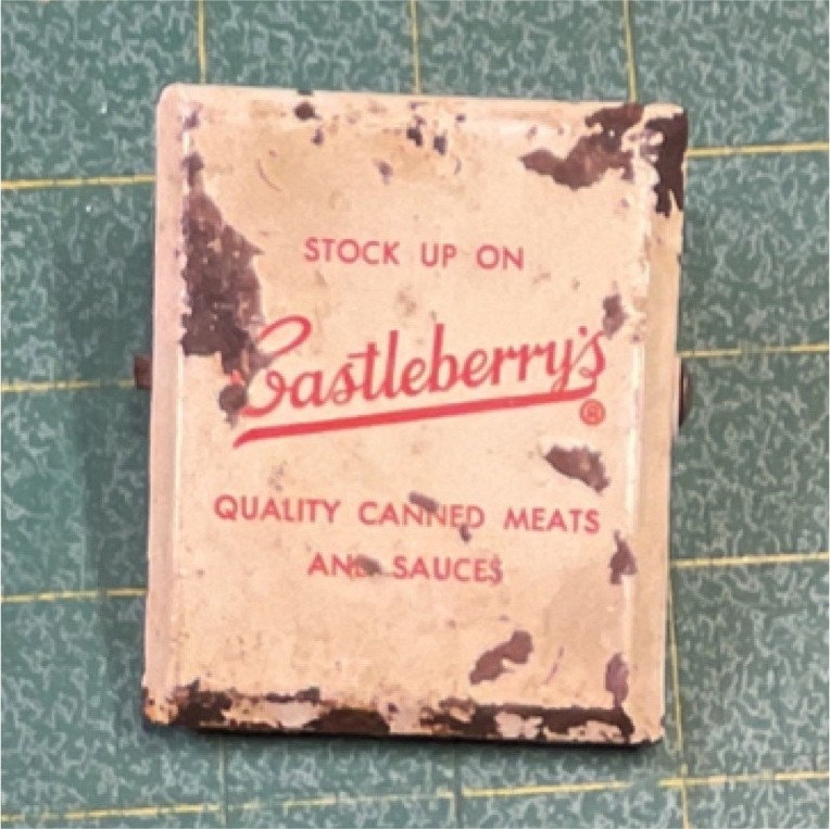 Vintage Castleberry’s Quality Canned Meats & Sauces advertising   Metal clip. 