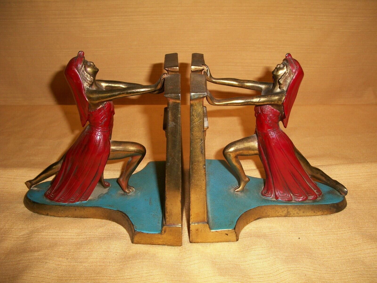 Beautiful Vintage Polychrome Queen of the Nile Bookends