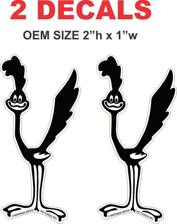 2 OEM Size 1968 68 Standing Road Runner Decals  Created From Original Artwork