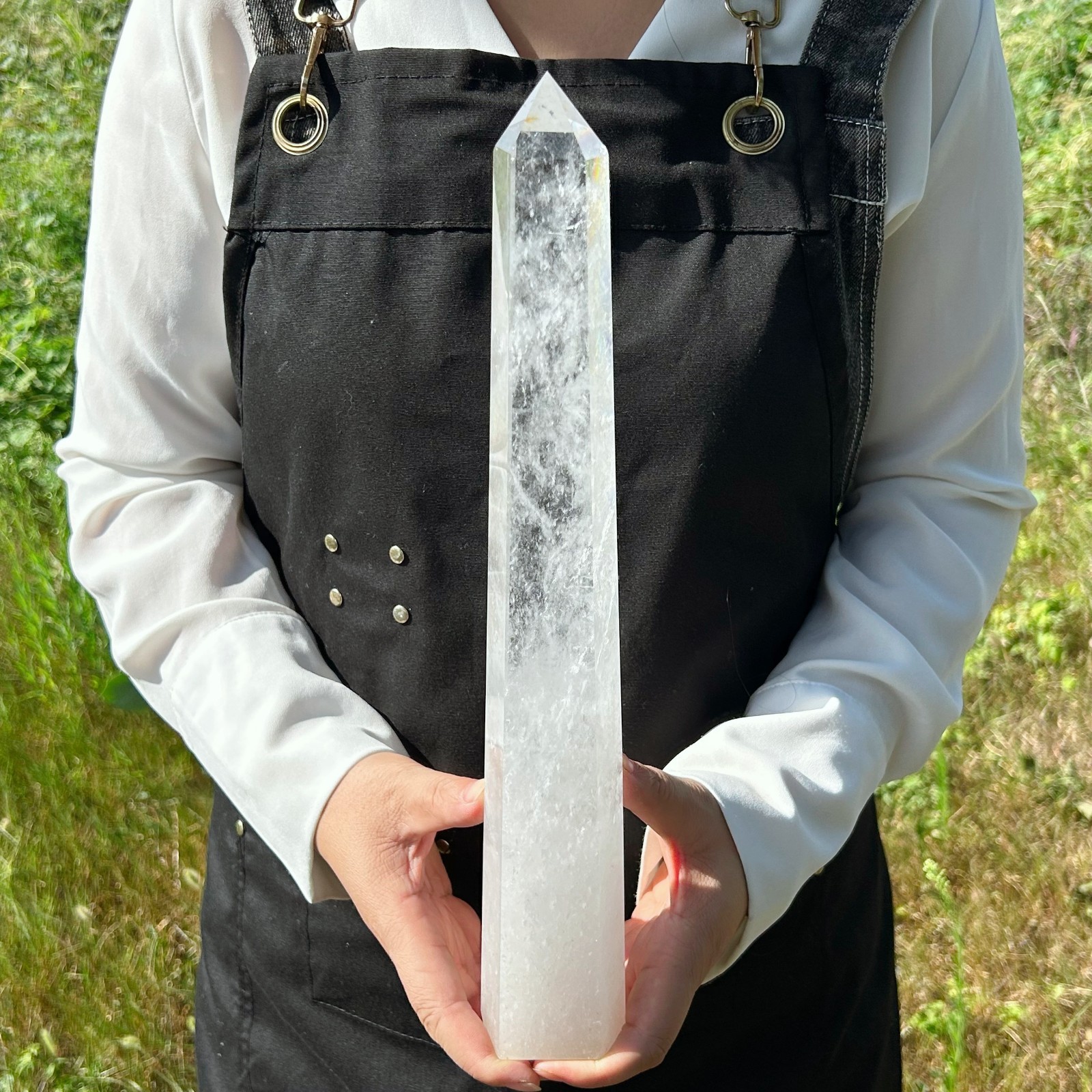 2.7LB Natural Clear Quartz Obelisk Crystal Wand Point Healing G8089