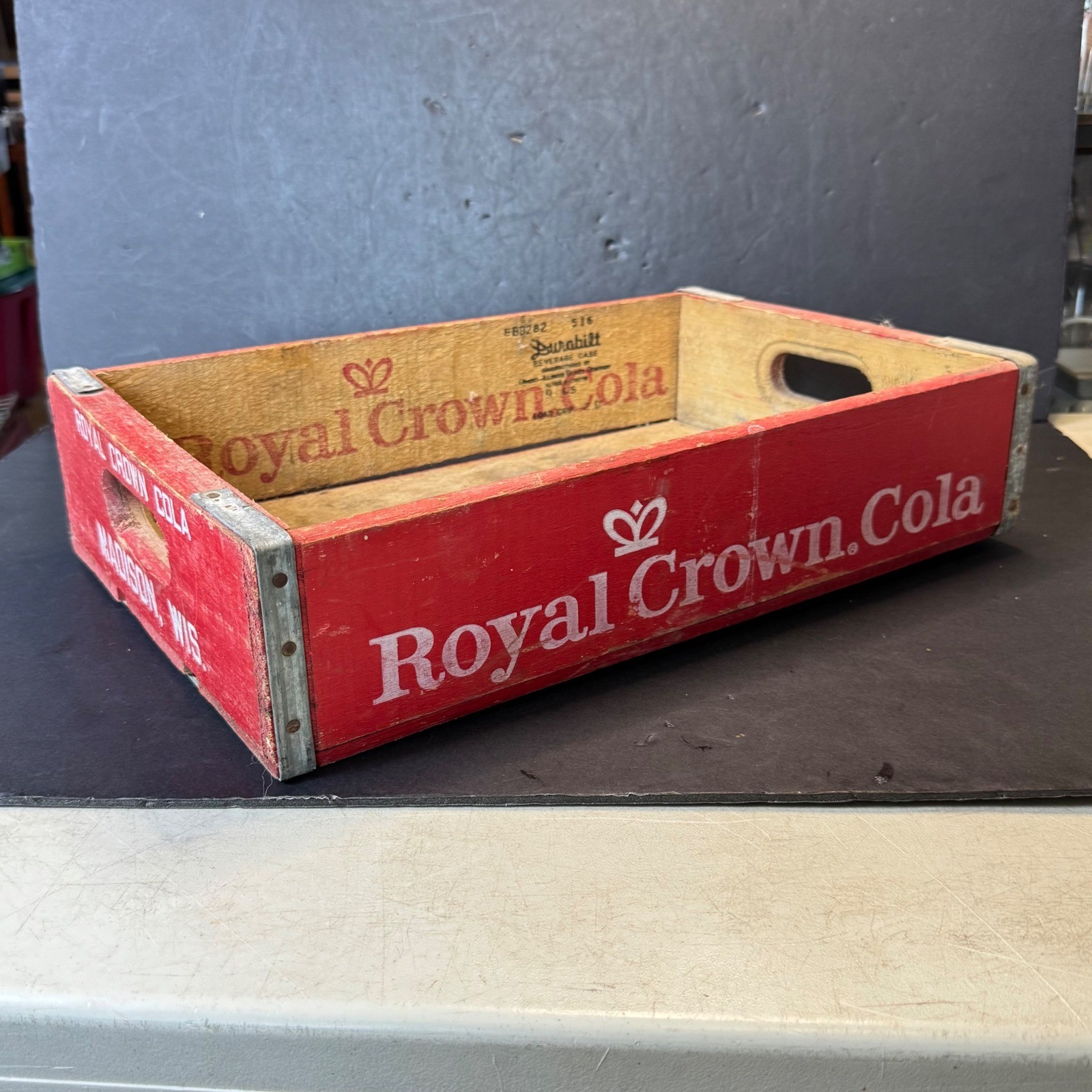 Vintage Royal Crown Cola Wooden Soda Crate Madison Wisconsin RC Beverage Case