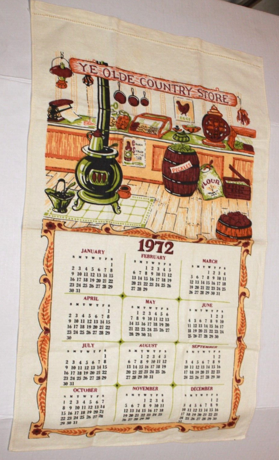 Linen Kitchen Calendar Towel 1972 Country Store