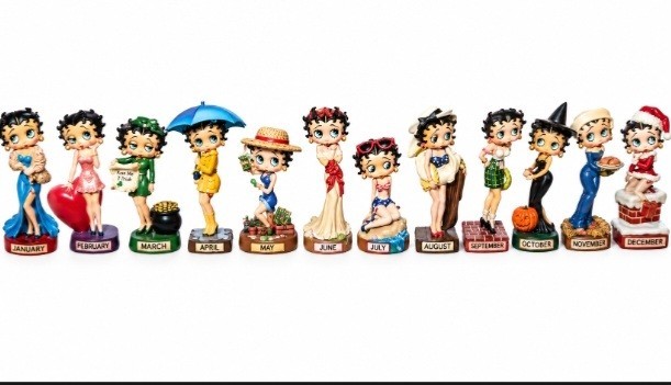 Vintage Betty Boop Calendar Figurine Set 12 Months Resin Miniatures King Feature Vintage Betty Boop Calendar Figurine Set 12 Months Resin Miniatures King Feature