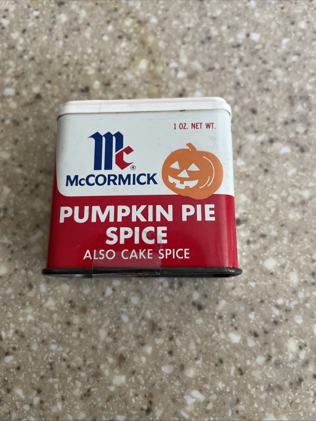 Vintage McCormick Pumpkin Pie Spice Tin, Jack O' Lantern, 1 Oz Size Empty Vintage McCormick Pumpkin Pie Spice Tin, Jack O' Lantern, 1 Oz Size Empty