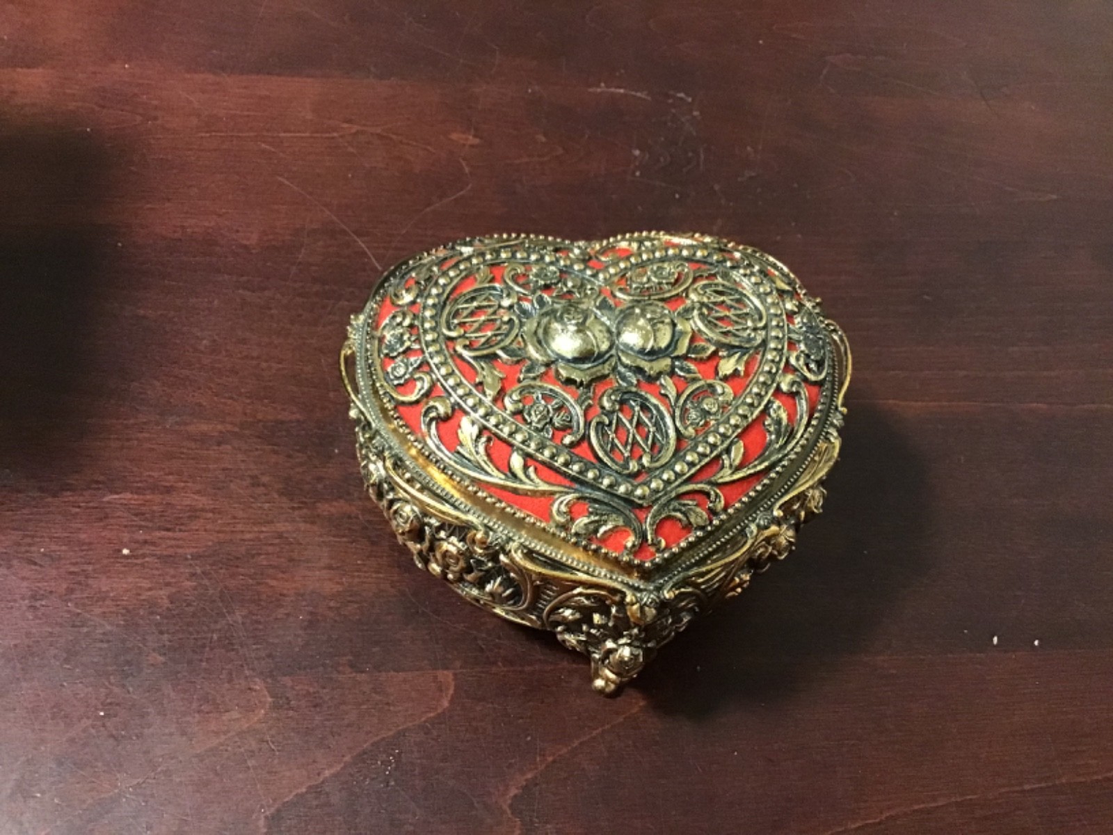 Vintage Heart Shaped Trinket Box