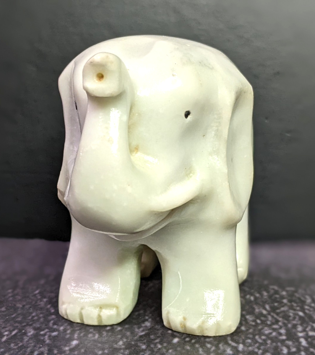Vintage Hand-Carved White Jade Elephant 6.5 oz. Made In Hong Kong Vintage Hand-Carved White Jade Elephant 6.5 oz. Made In Hong Kong