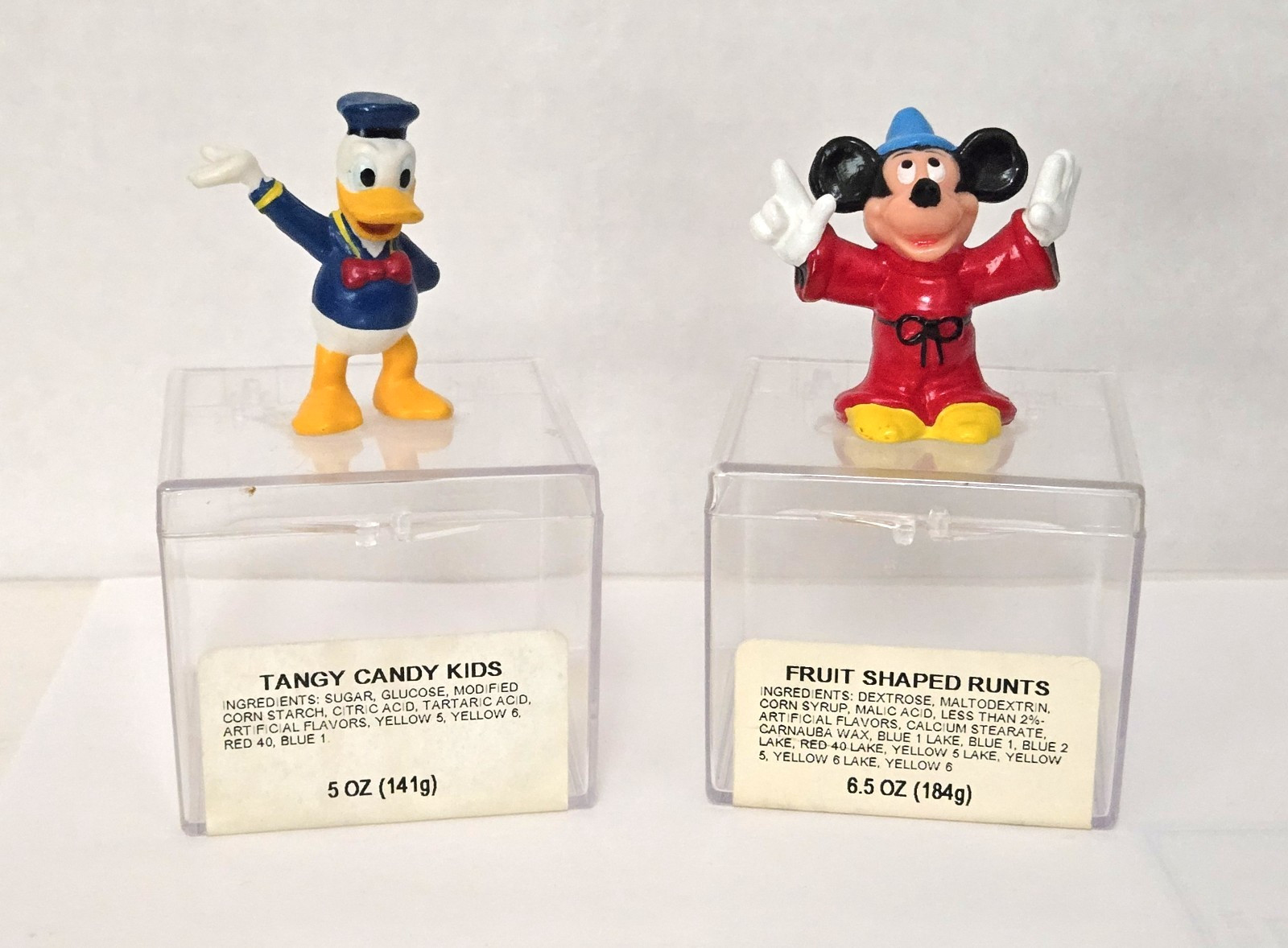 Vintage Disney Sorcerer Mickey Mouse and Donald Duck PVC Figurine Candy Boxes