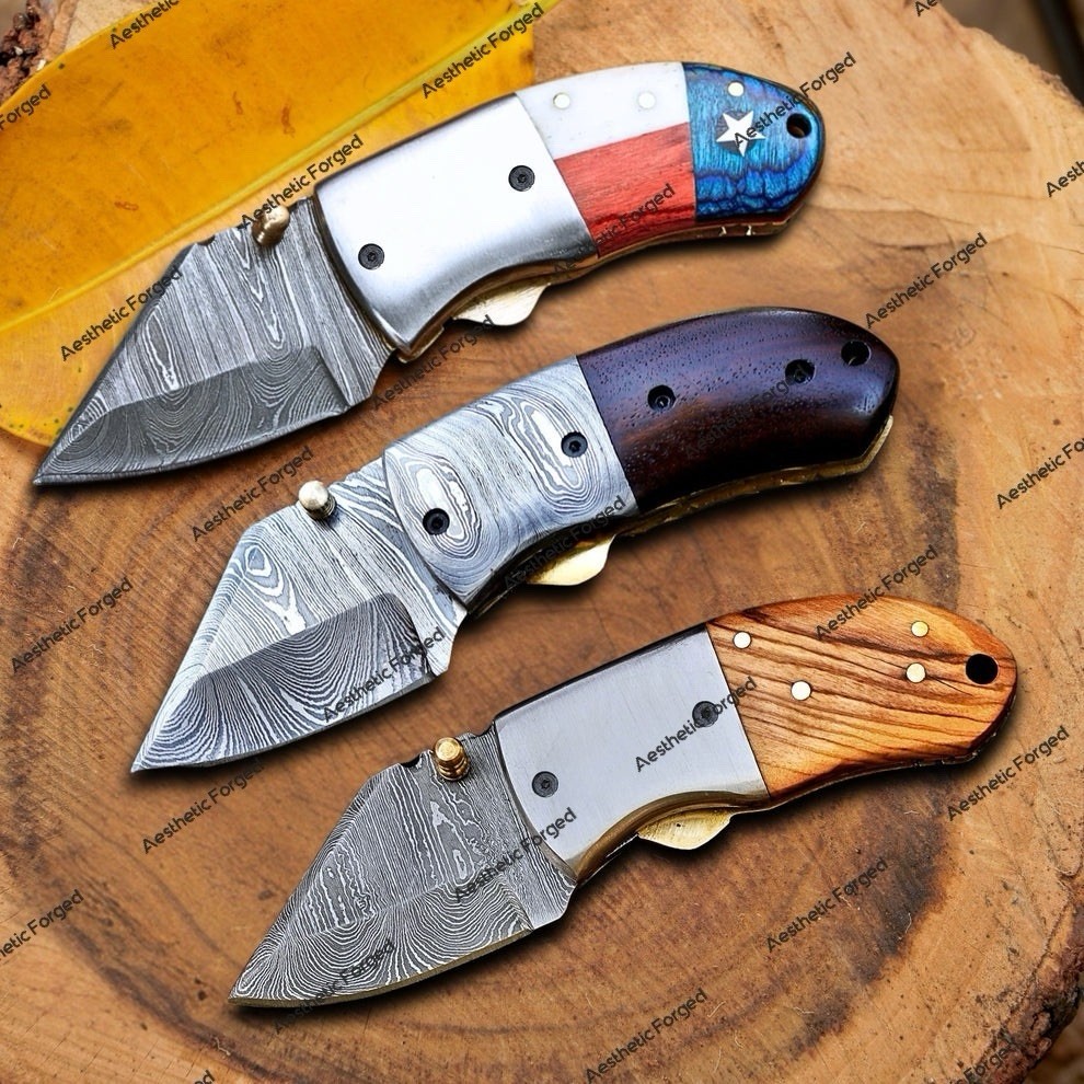 Pocket Avengers Trio - Bundle Of 3 Handmade Mini Knives With Leather Sheaths