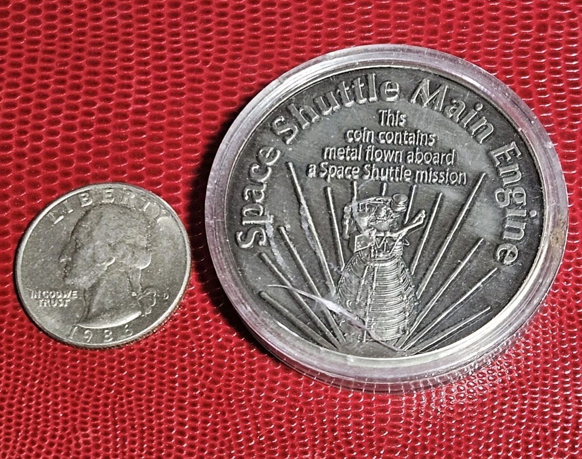 Pratt Whitney Rocketdyne Space Shuttle Main Engine Medal Flown Metal NASA 