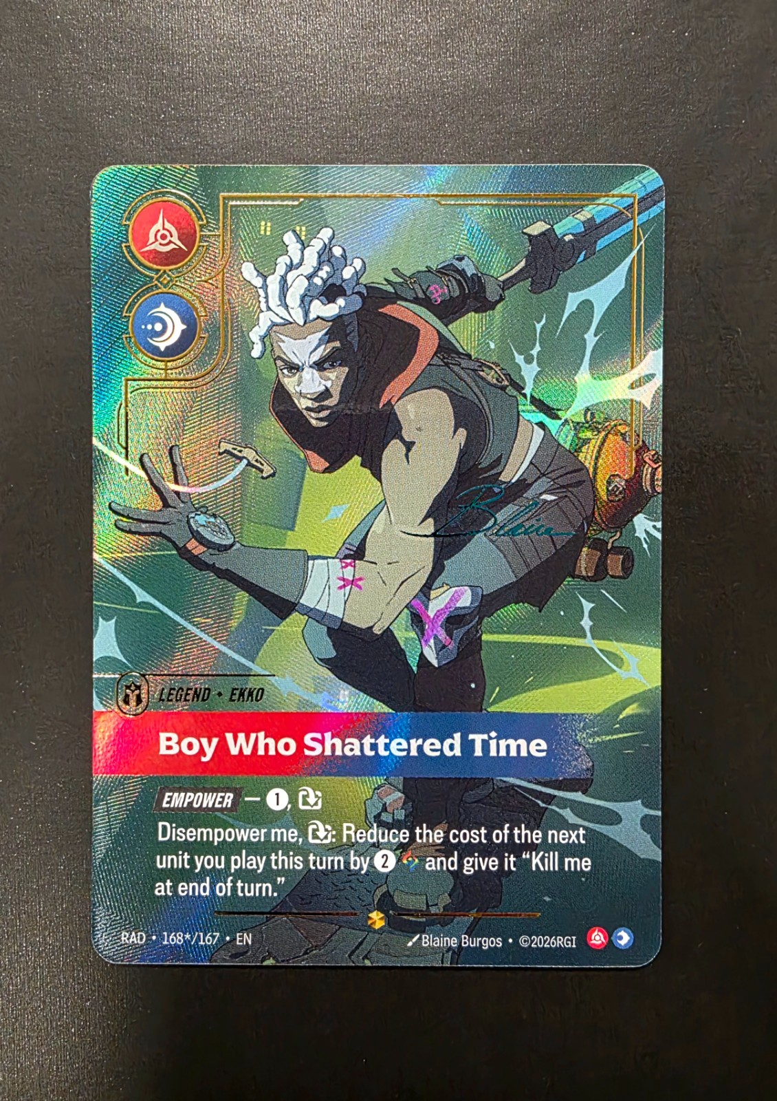 Riftbound TCG, Ekko-Boy Who Shattered Time, Signature 168*/167, NM ENGLISH